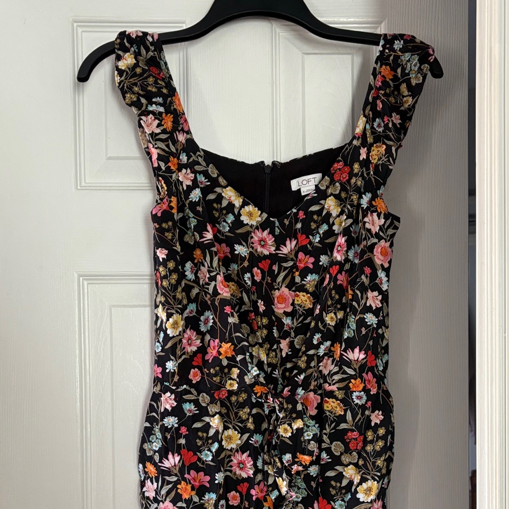 LOFT Black Multicolor Floral Jumpsuit romper